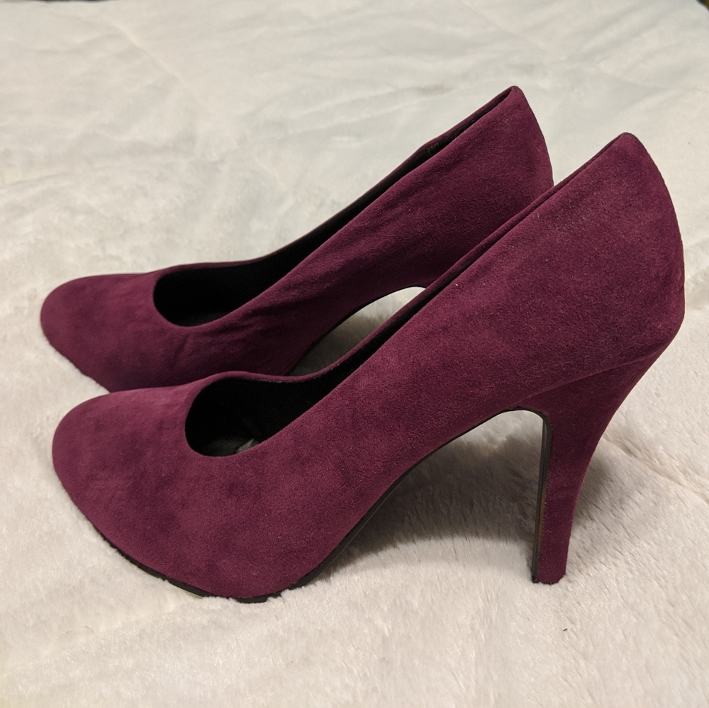 Faux Suade Berry Colored Heels